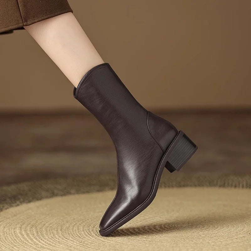 Josephine | Orthopedic Square-Toe Block-Heel Ankle Boots