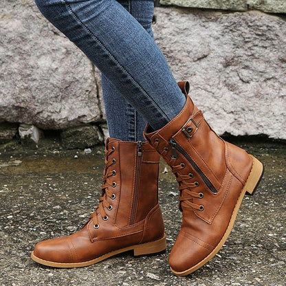 Nathalie | Lace-Up Ankle Boots with Side Zip