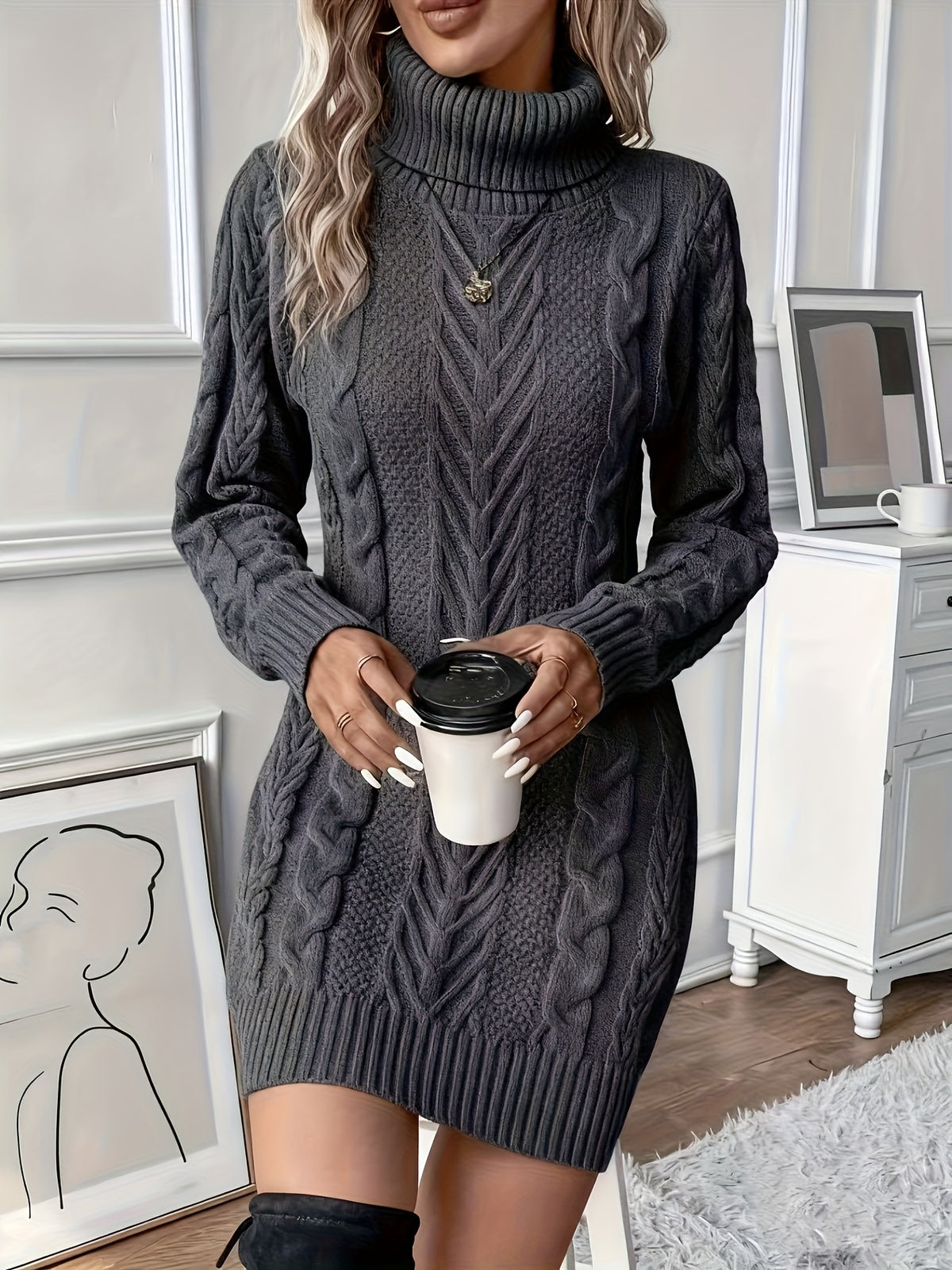 Revley | Clara Cable Knit Sweater Dress
