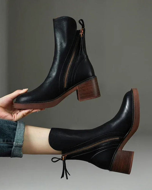 Pernel | Leather Boots with Block Heels