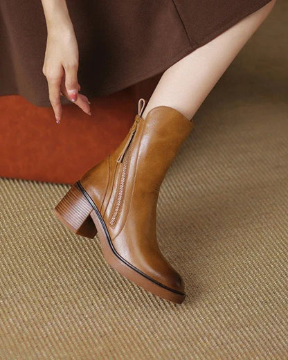 Pernel | Leather Boots with Block Heels