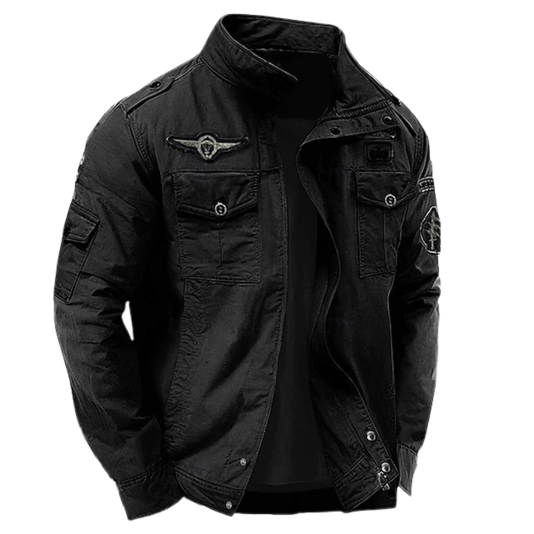 Men's military jacket with high collar