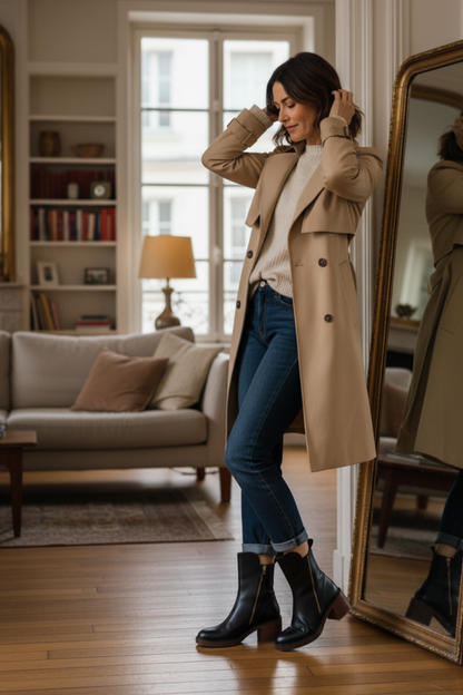 Pernel | Leather Boots with Block Heels
