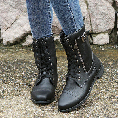 Nathalie | Lace-Up Ankle Boots with Side Zip