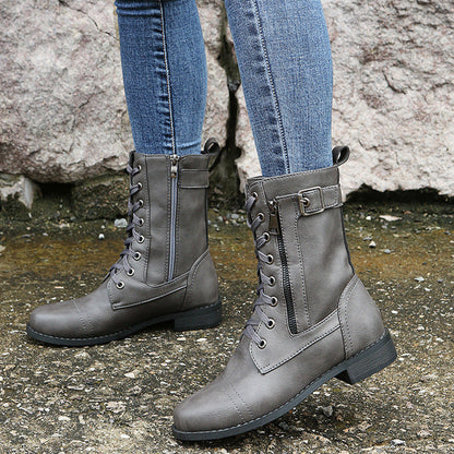 Nathalie | Lace-Up Ankle Boots with Side Zip