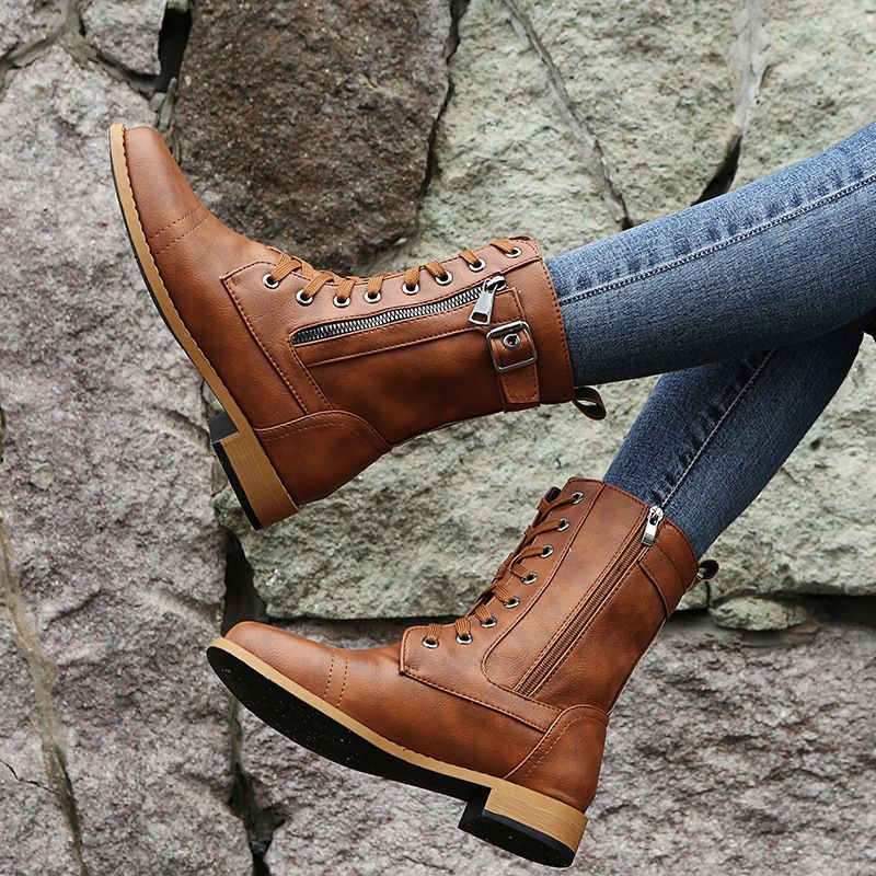 Nathalie | Lace-Up Ankle Boots with Side Zip