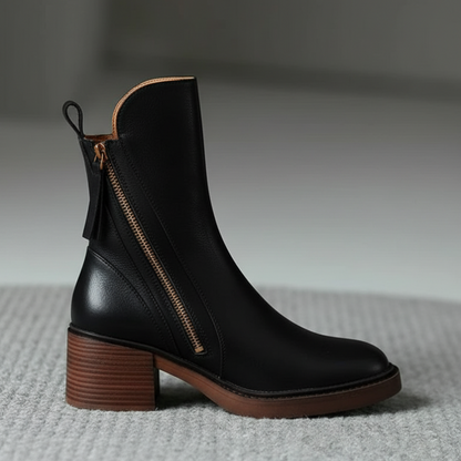 Pernel | Leather Boots with Block Heels