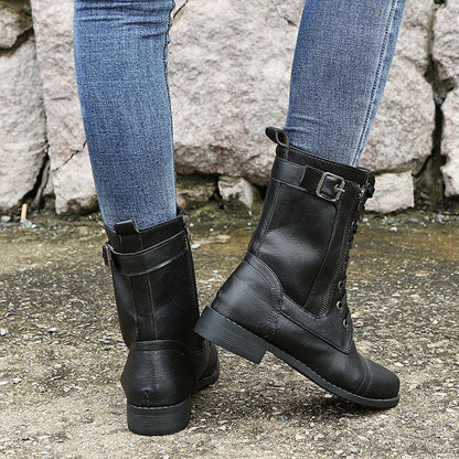 Nathalie | Lace-Up Ankle Boots with Side Zip