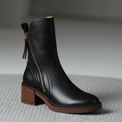 Pernel | Leather Boots with Block Heels