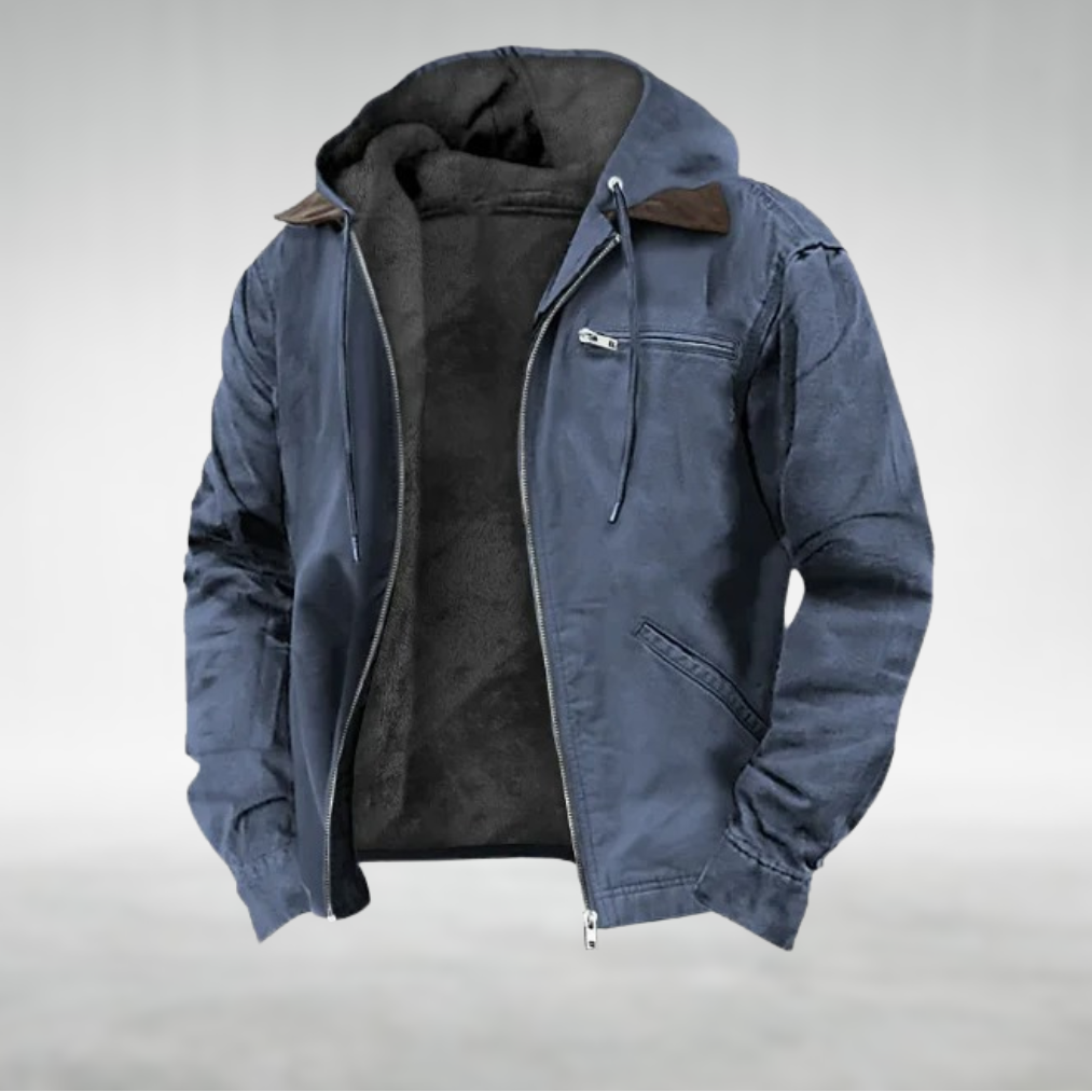 David men's hooded jacket smart-casual outfit