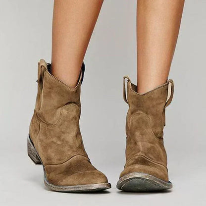 Delphine | Suede Ankle Boots with Side Zip