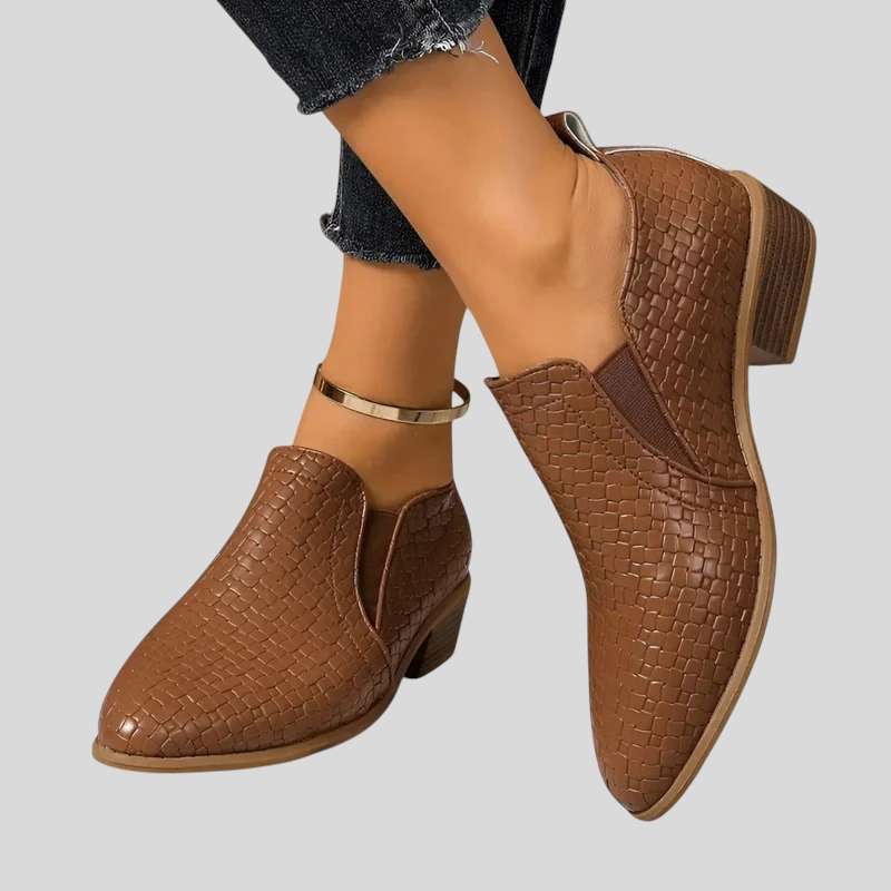 Eliane | Braided Ankle Boots with Block Heel