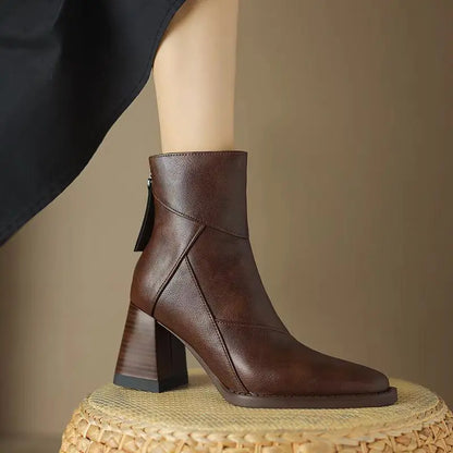 Eugénie | Orthopedic Ankle Boots with Square Toe and Back Zip