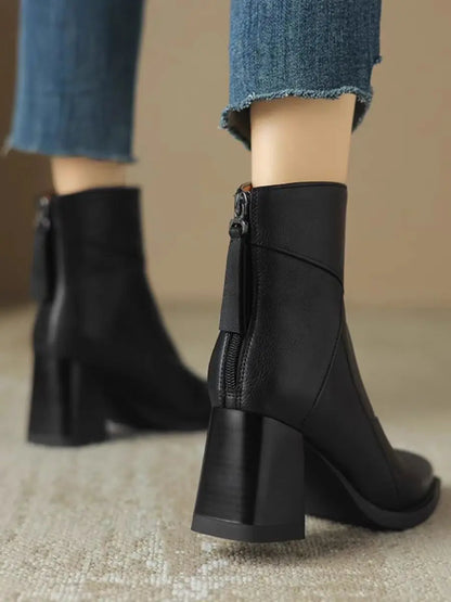 Eugénie | Orthopedic Ankle Boots with Square Toe and Back Zip