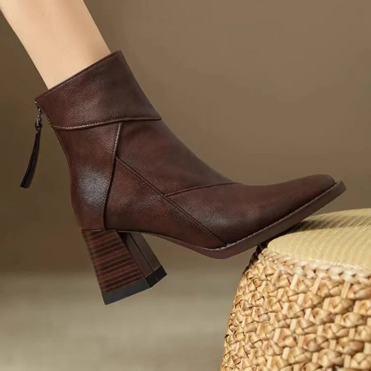 Eugénie | Orthopedic Ankle Boots with Square Toe and Back Zip