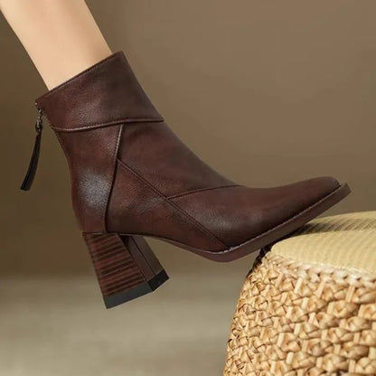 Eugénie | Orthopedic Ankle Boots with Square Toe and Back Zip