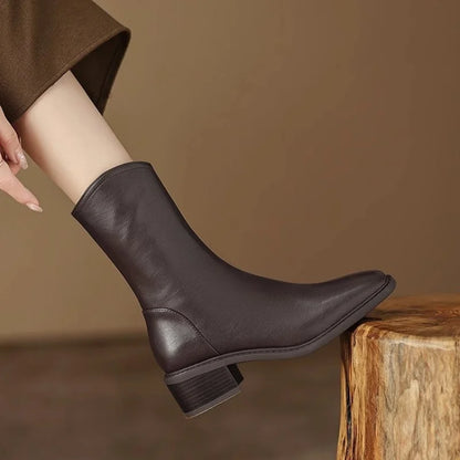 Josephine | Orthopedic Square-Toe Block-Heel Ankle Boots