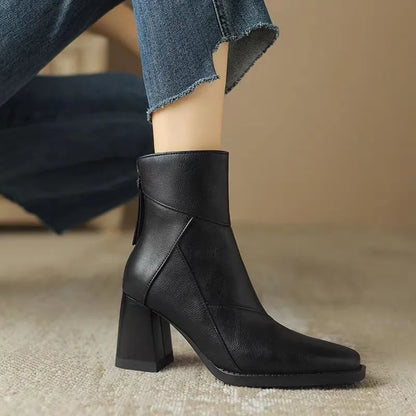 Eugénie | Orthopedic Ankle Boots with Square Toe and Back Zip
