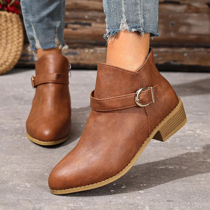 Albane | Pointed-Toe Ankle Boots with Buckle and Low Heel
