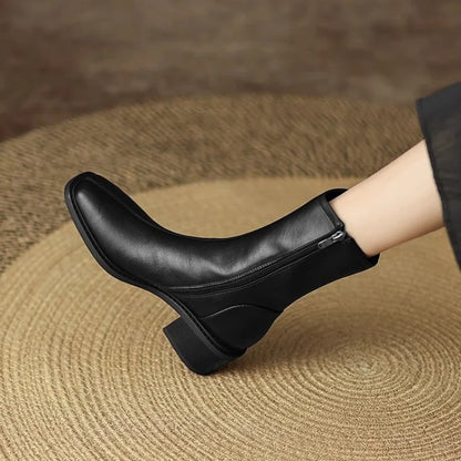 Josephine | Orthopedic Square-Toe Block-Heel Ankle Boots