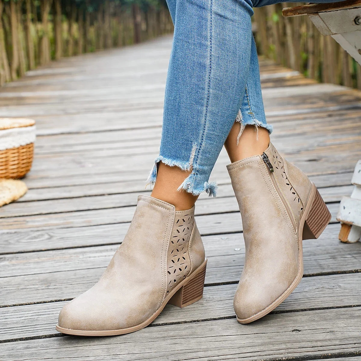 Garance | Mid-Heel Western Ankle Boots
