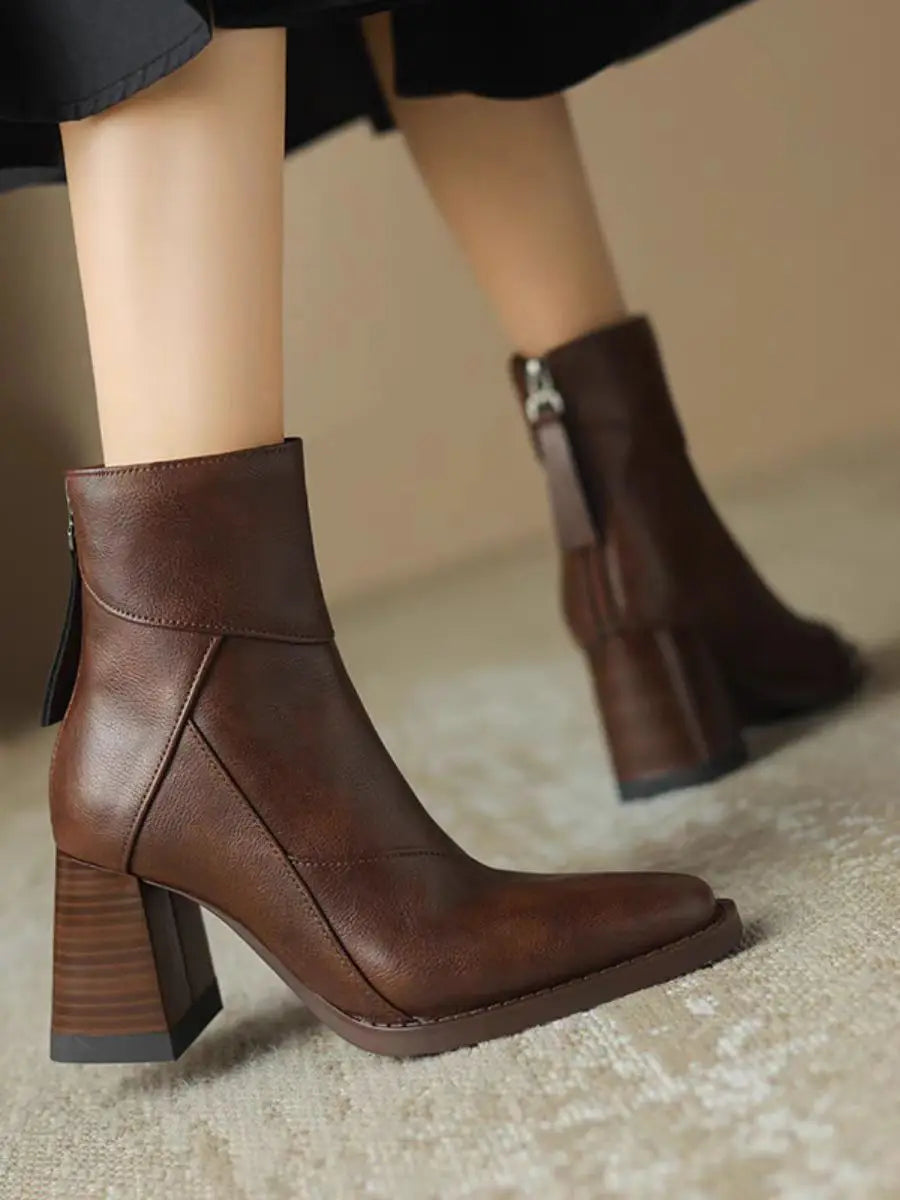 Eugénie | Orthopedic Ankle Boots with Square Toe and Back Zip