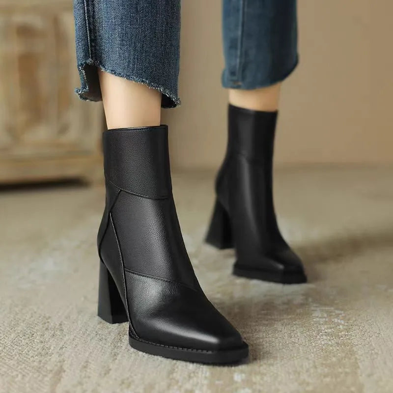 Eugénie | Orthopedic Ankle Boots with Square Toe and Back Zip