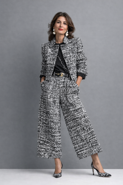 Sloane | Women’s Tweed Jacket & Wide-Leg Pants Set