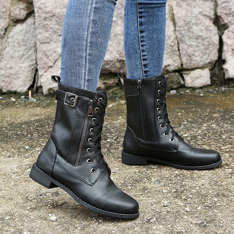 Nathalie | Lace-Up Ankle Boots with Side Zip