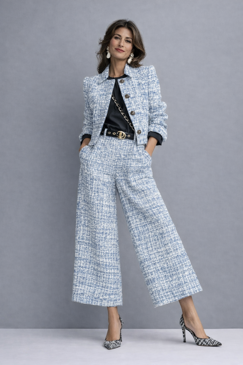 Sloane | Women’s Tweed Jacket & Wide-Leg Pants Set