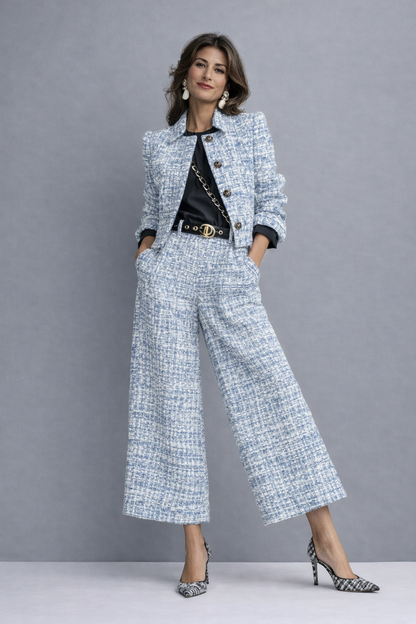 Sloane | Women’s Tweed Jacket & Wide-Leg Pants Set