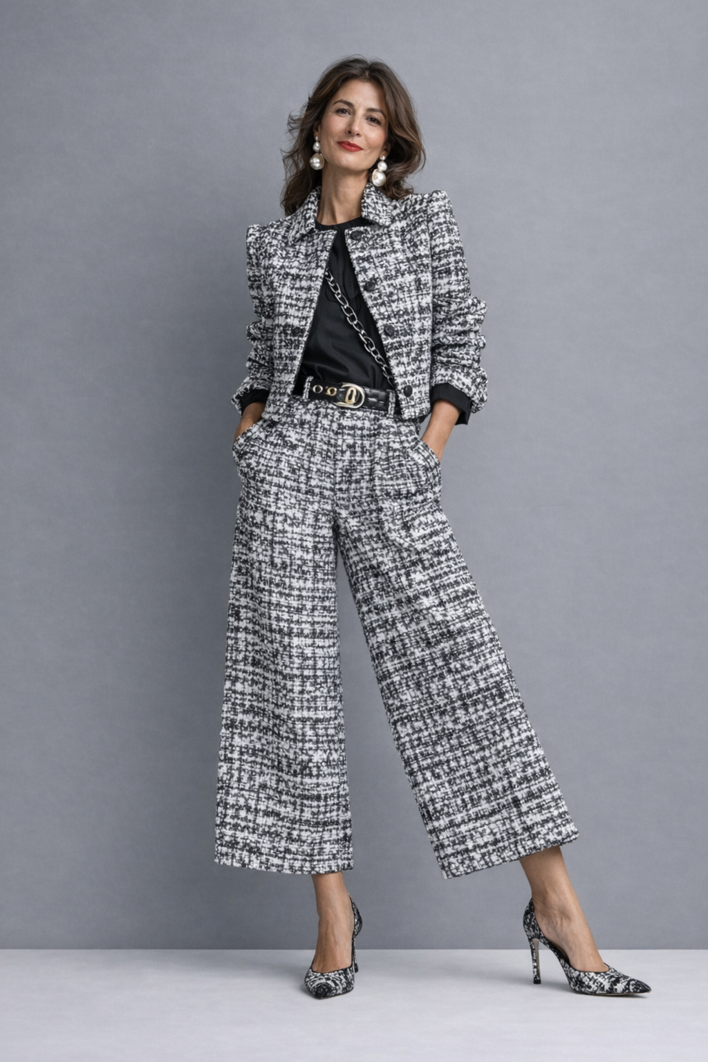 Sloane | Women’s Tweed Jacket & Wide-Leg Pants Set