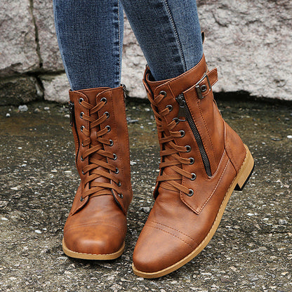 Nathalie | Lace-Up Ankle Boots with Side Zip