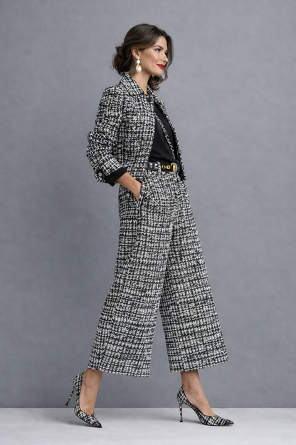 Sloane | Women’s Tweed Jacket & Wide-Leg Pants Set