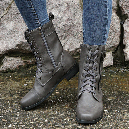 Nathalie | Lace-Up Ankle Boots with Side Zip