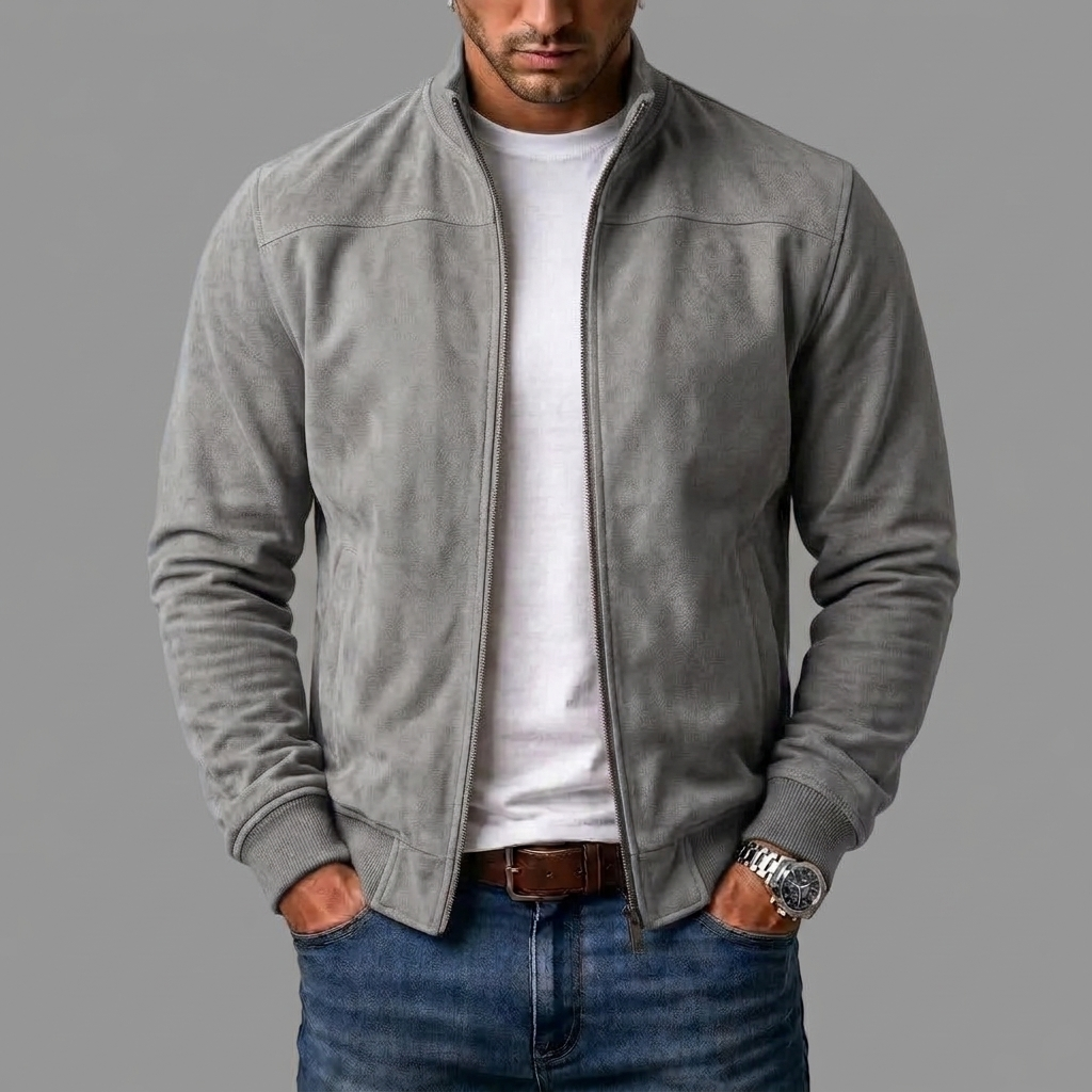 Dominic - Suede-Look Bomber Jacket