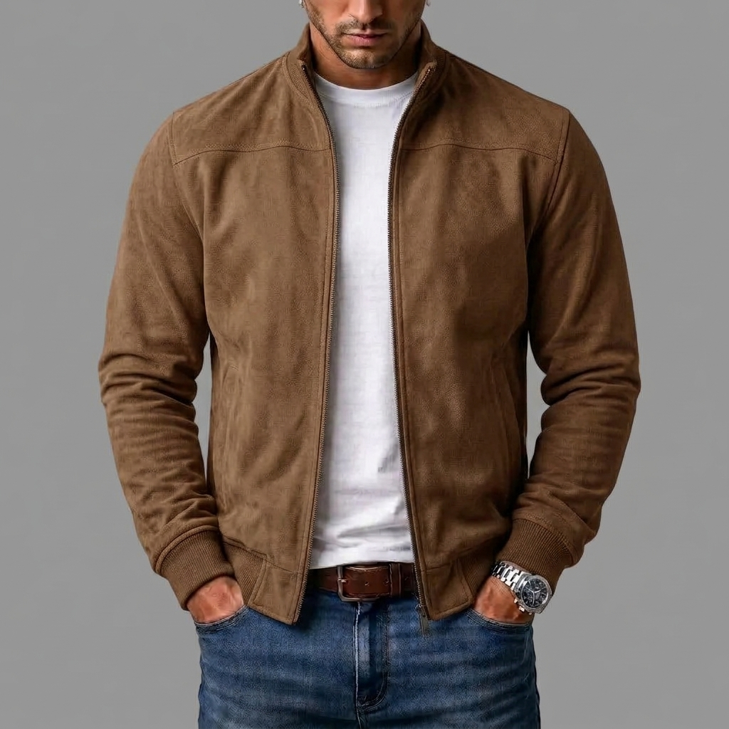 Dominic - Suede-Look Bomber Jacket