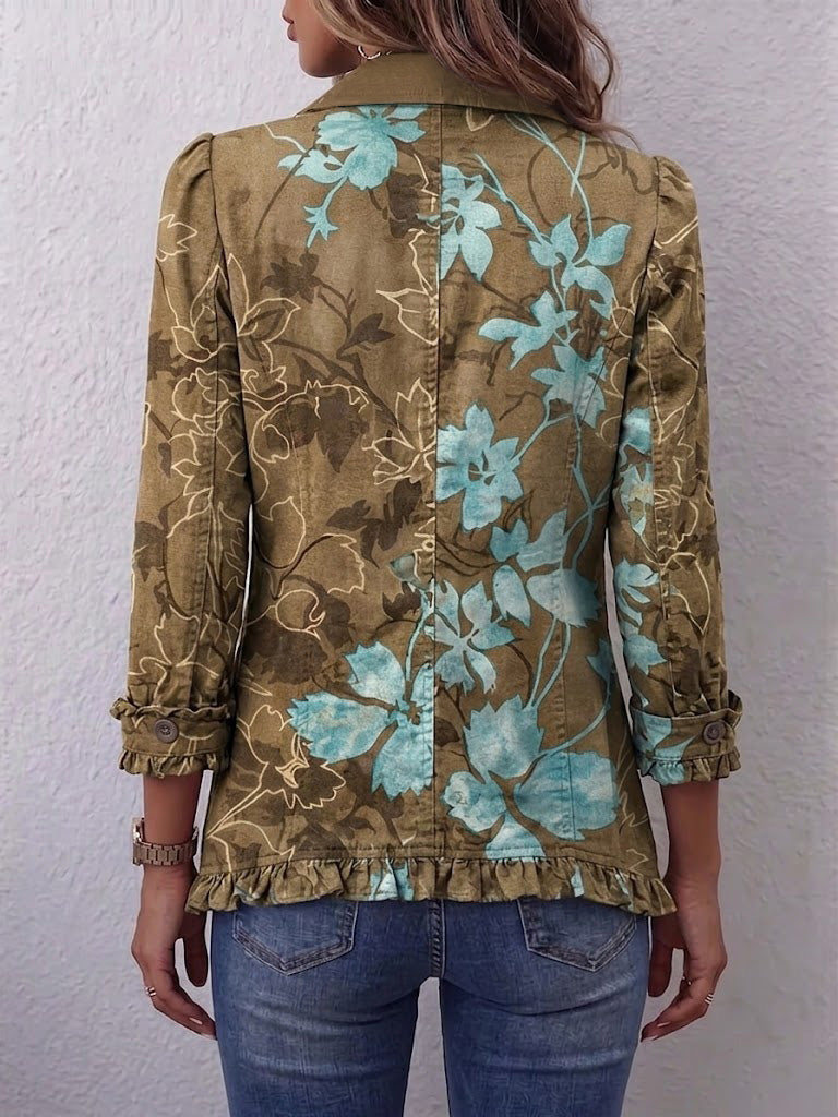 Annette | Boho Gradient Vintage Floral Ruffle Jacket