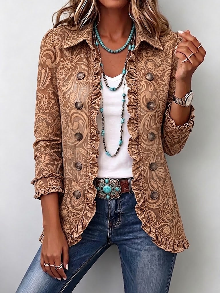 Suzanne | Vintage Bohemian Floral Print Pleated Jacket