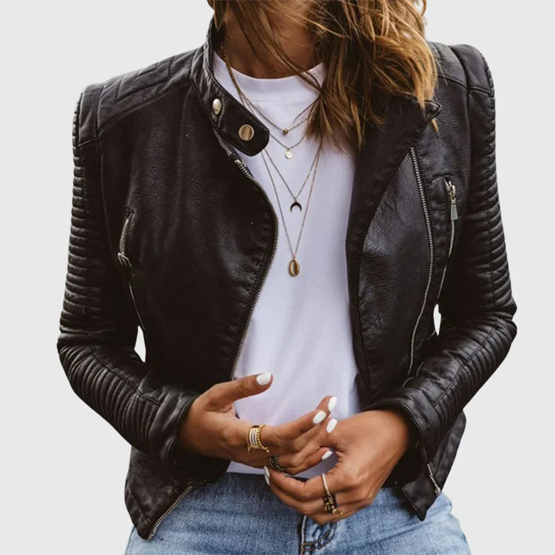 Women's Leather Jacket | Quilted Biker Moto