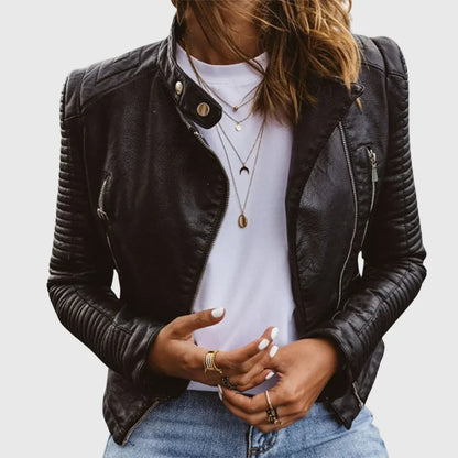 Women's Leather Jacket | Quilted Biker Moto